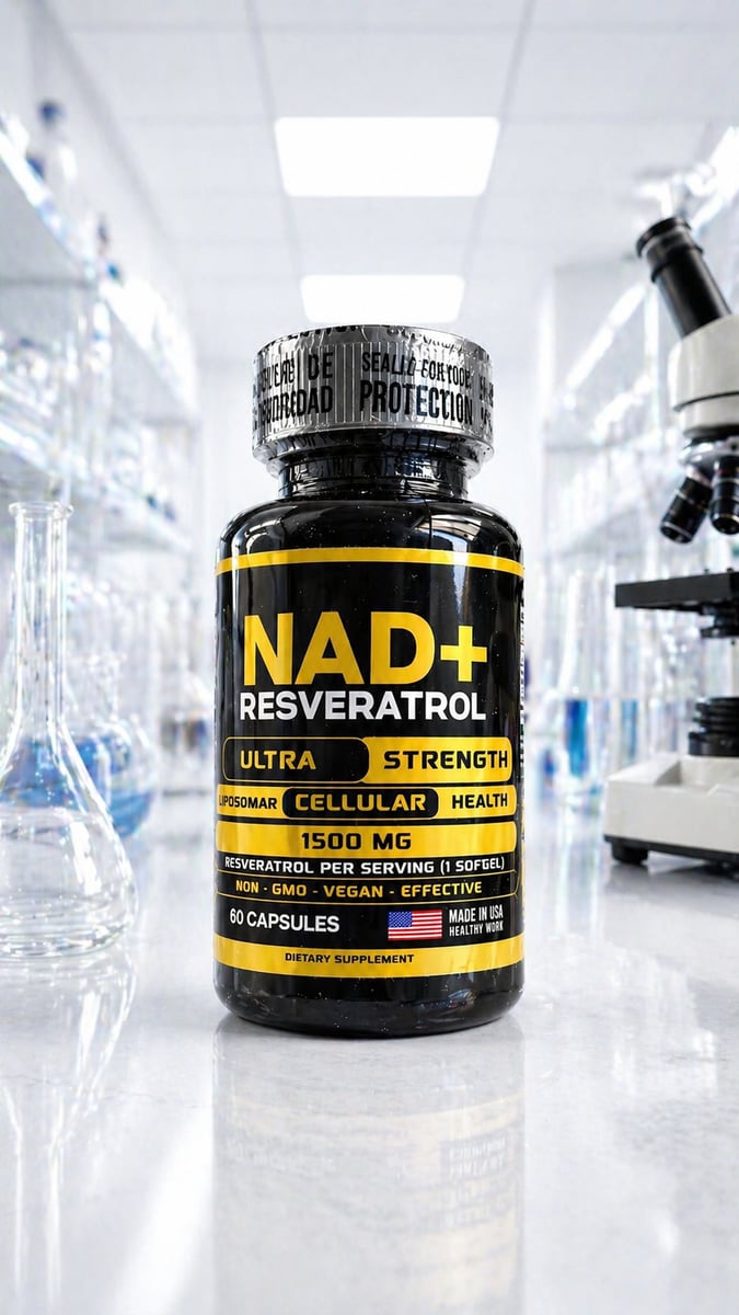 ✨ Resveratrol + NAD Premium Revierte el envejecimiento celular en 4-6 semanas con la Tecnología de Doble Activación: NAD+ repara tu ADN dañado + Resveratrol enciende tus proteínas de juventud