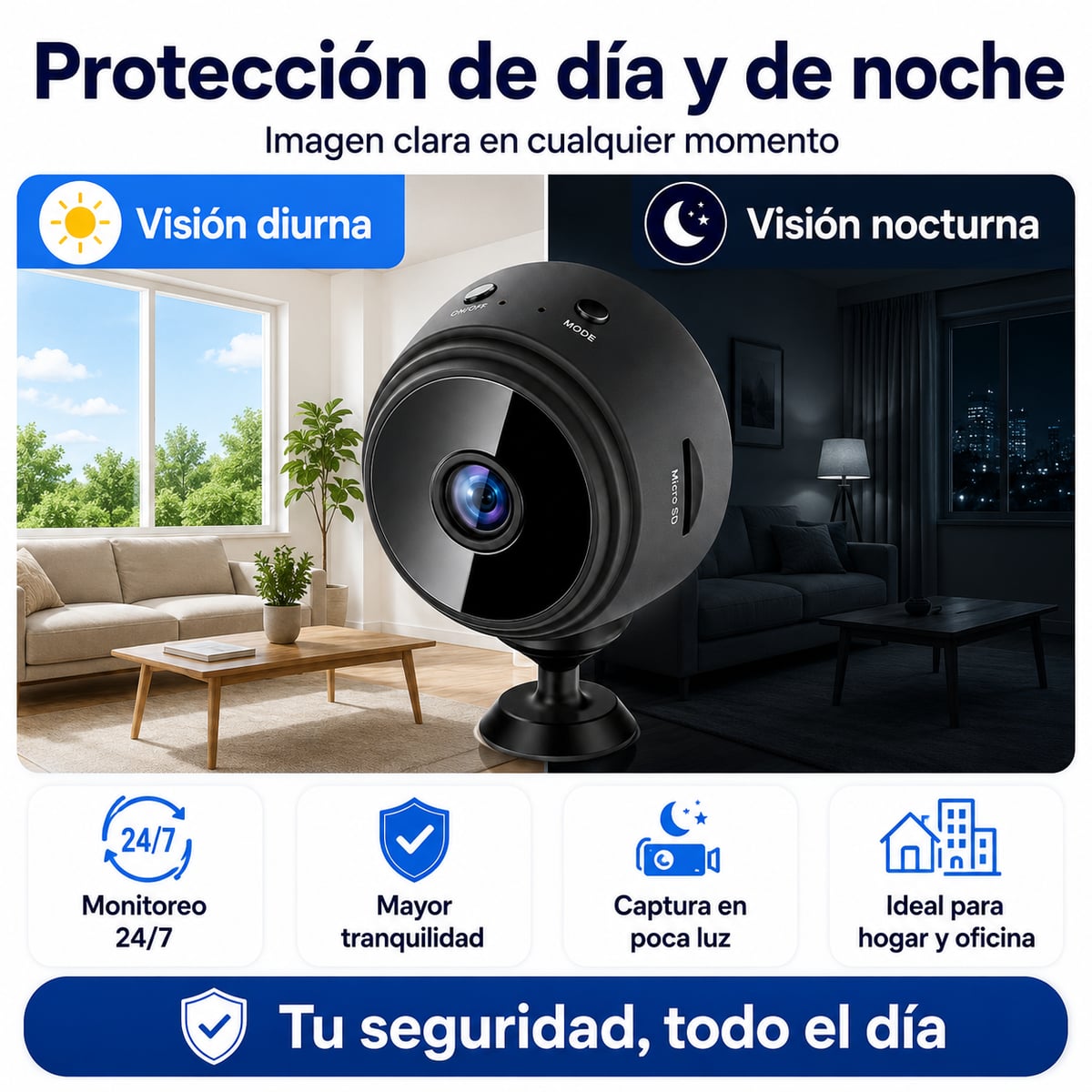Mini Cámara WiFi HD – Seguridad Compacta con Visión Nocturna