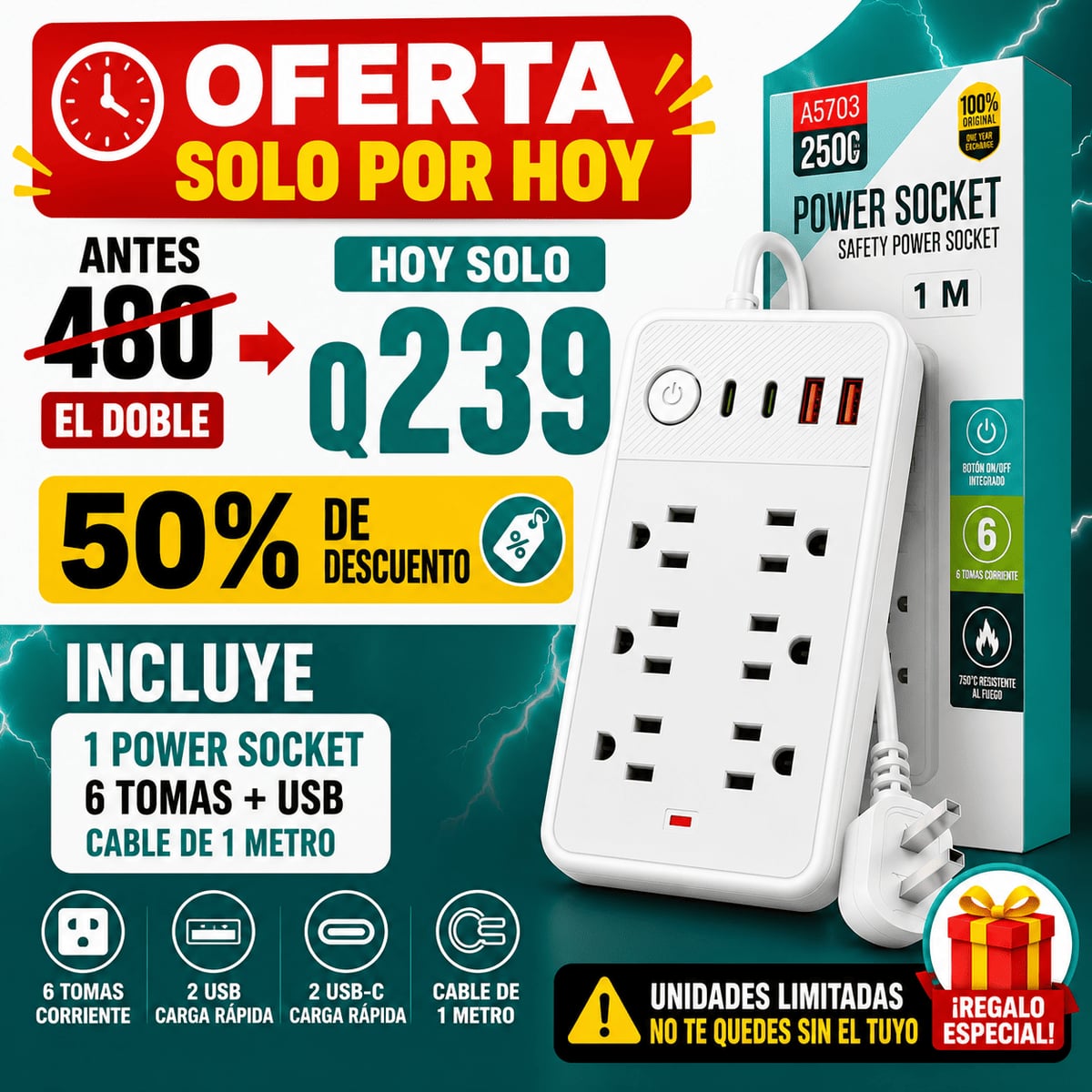 Extencion MultiPower 2500W 10 en 1