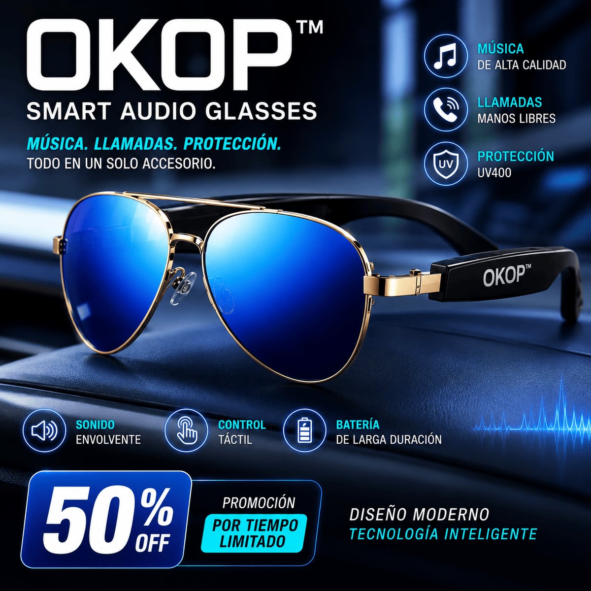 OKOP™ - Gafas Inteligentes con bluetooth 5.0