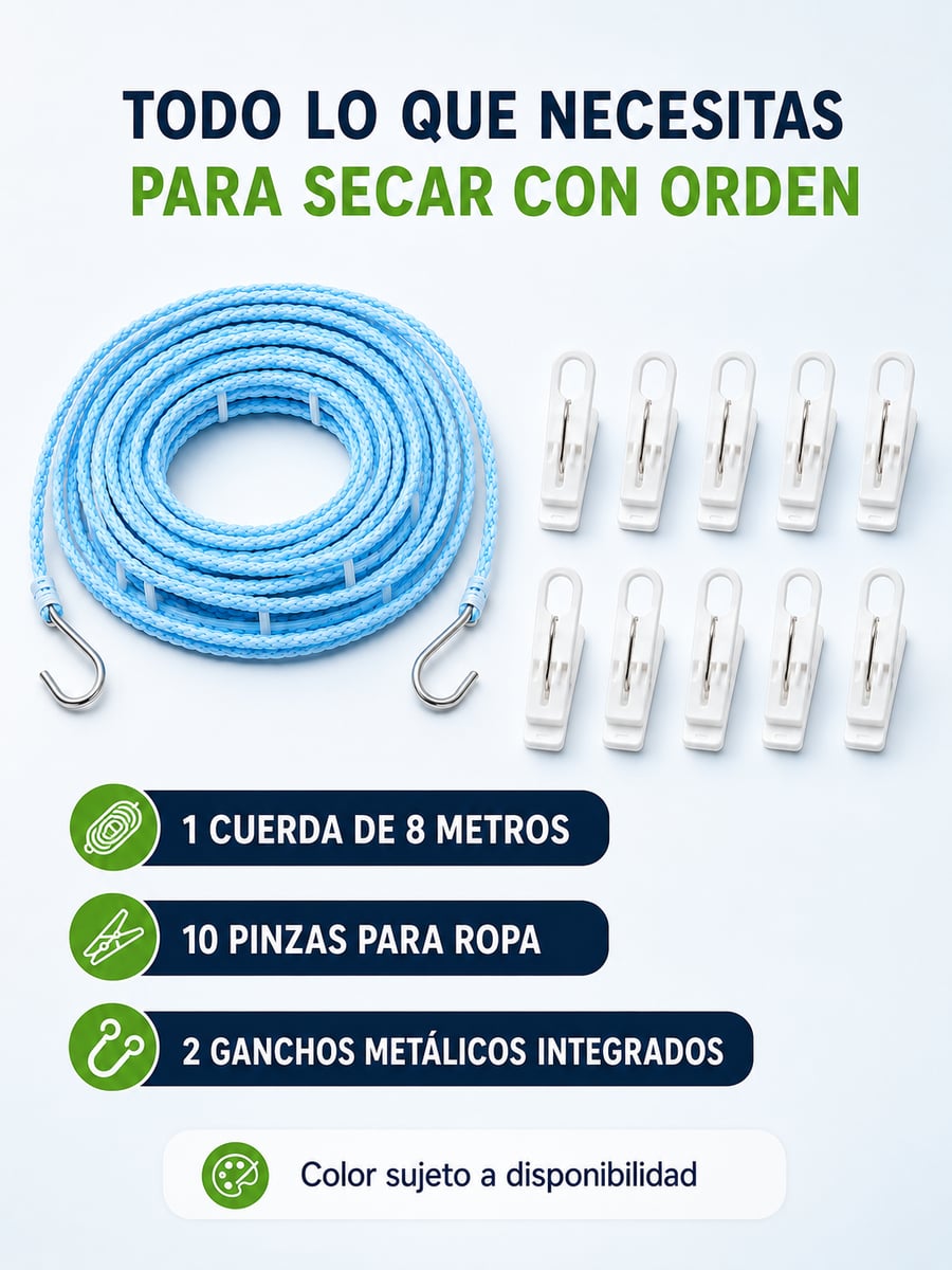 TENDEDERO ANTIVIENTO DE 8 METROS | Mantén tu ropa separada y mejor ventilada