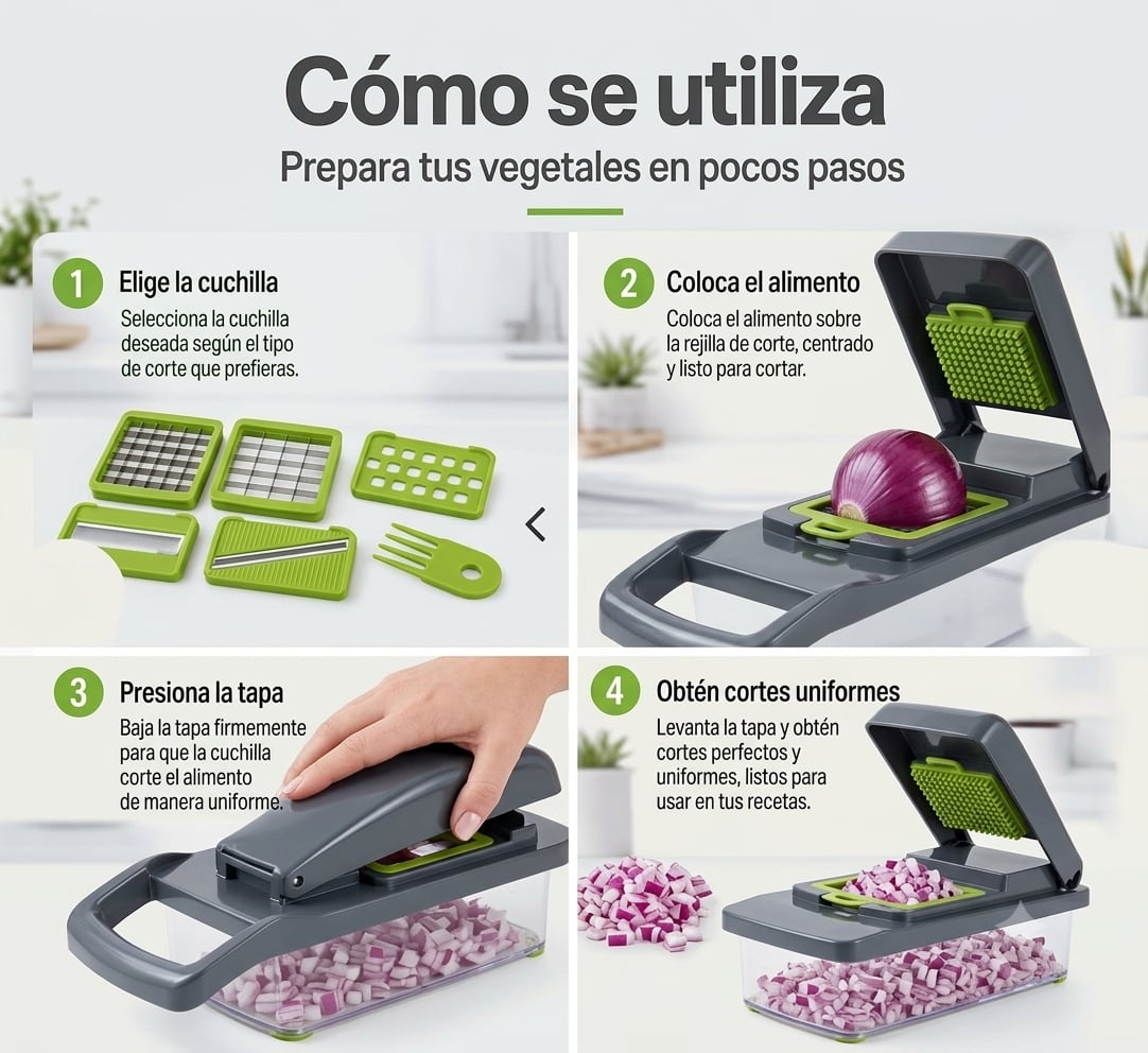 PICADOR 10 EN 1 MULTIFUNCIONAL Multiples Moldes para rallar, cortes en cubos, juliana y mucho más