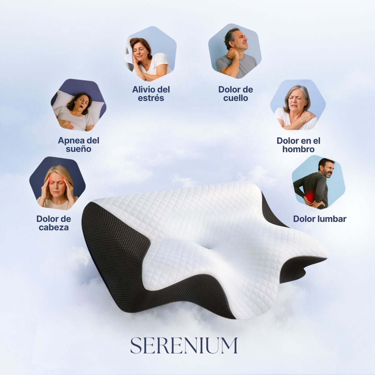 Almohada SERENIUM Ergonomíca para Dormir + ENVIO GRATIS