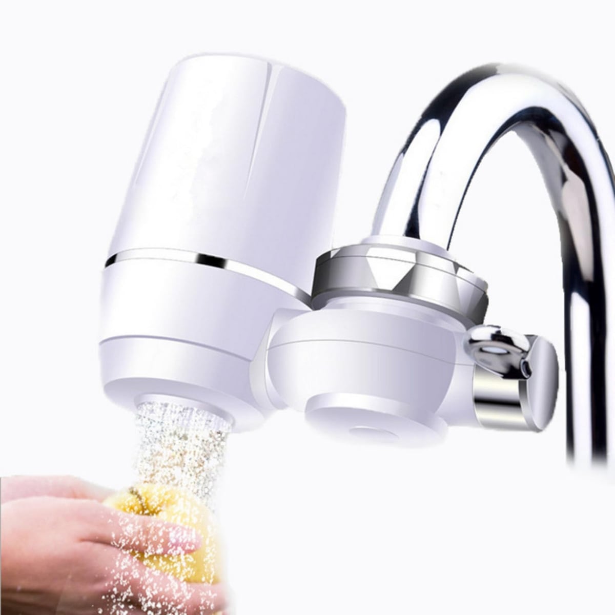 Purificador de Agua para Grifo con Filtro Giratorio Elimina Cloro, Sarro e Impurezas | Ideal para Cocina y Lavado de Frutas Se adapta a los grifos estándar.