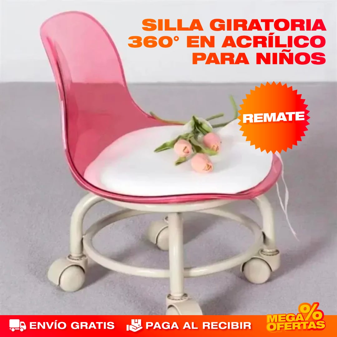 Silla Baja Giratoria 360° en Acrílico para Niños y Adultos