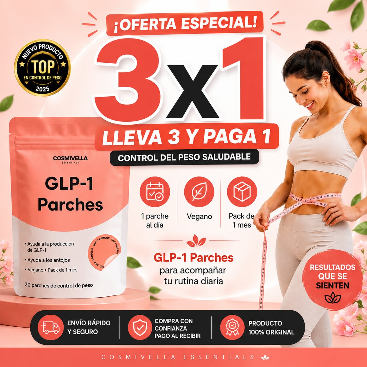 GLP-1 QUEMA GRASA Y CONTROL NATURAL DEL APETITO, SIN ESFUERZO OFERTA 3 X 1