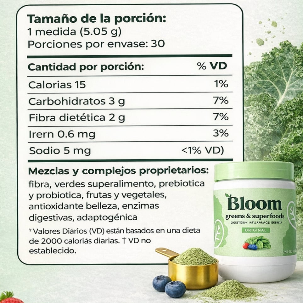 Bloom Greens™ | Adiós a la Hinchazón, Más Energía y Digestión Ligera en 1 Cucharada 🌿
