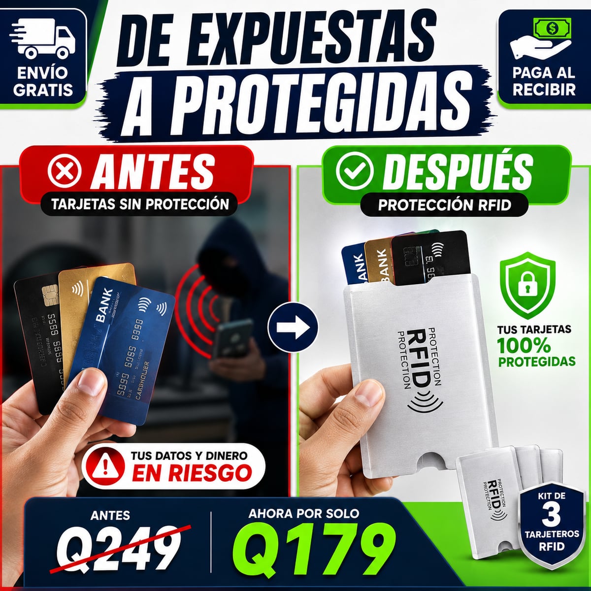 ProtegeCard™ Kit de 3 Protectores para Tarjetas