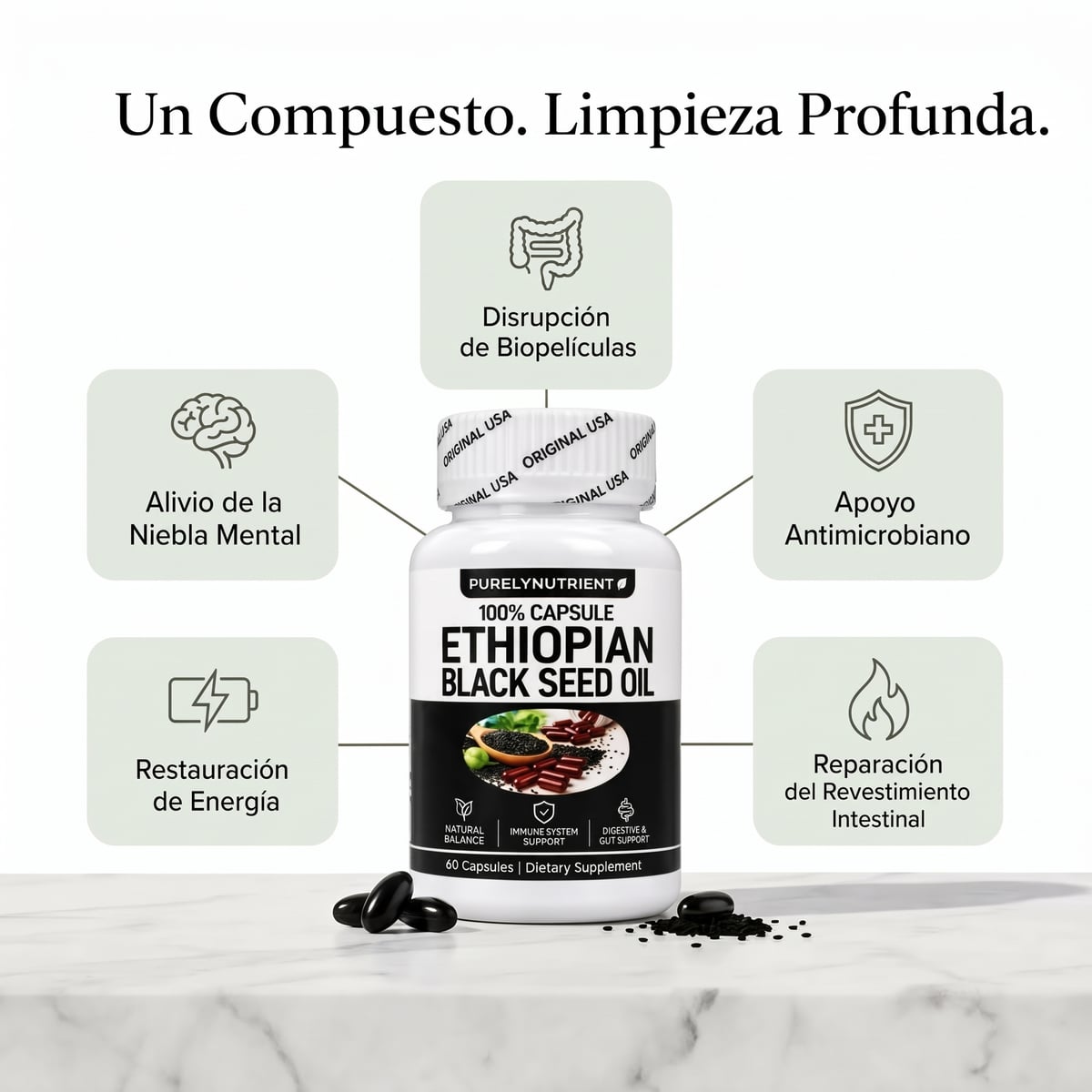 PurelyNutrient Aceite de Semilla Negra de Etiopía 4.64% Timoquinona