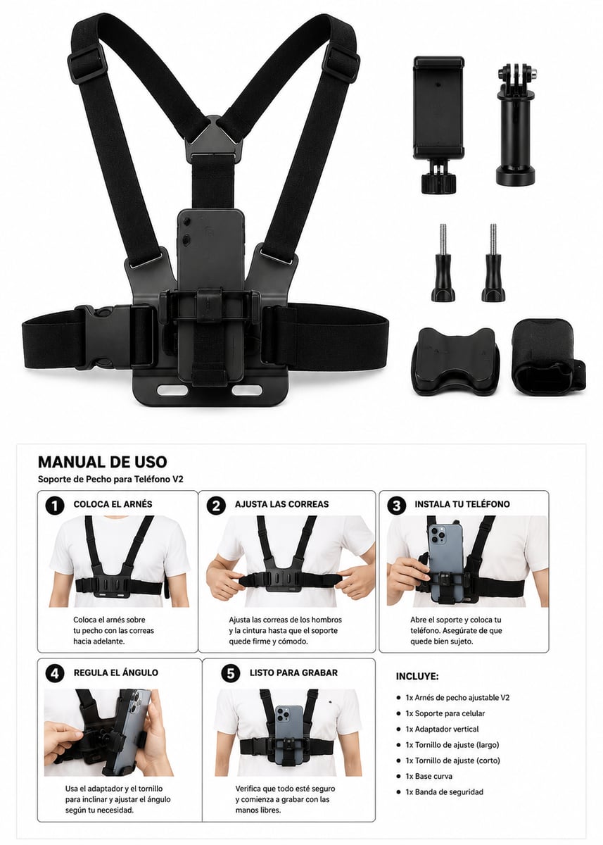 Soporte de Pecho para Celular – Graba con las Manos Libres