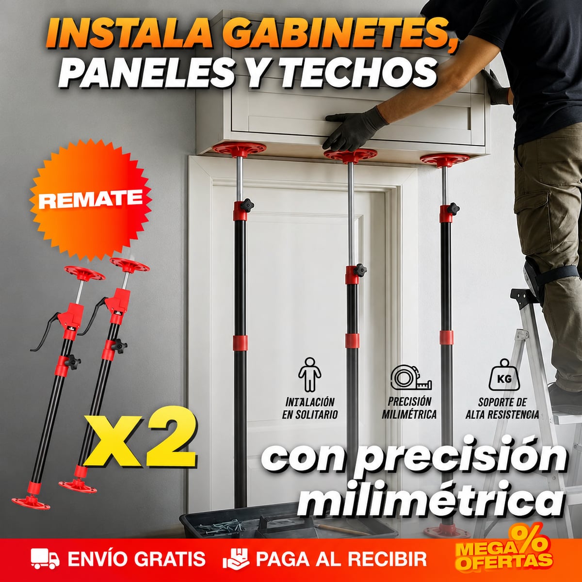 Pack x 2 Barras Gato Extensibles De Elevación Soporte Instalación Gabinete – Instala Tú Solo Sin Pedir una Segunda Mano