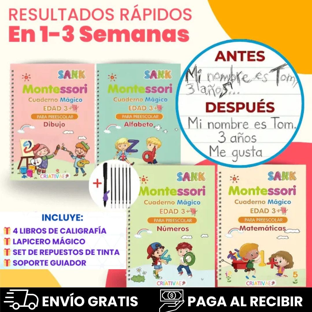 KIT DE 4 CUADERNOS REUTILIZABLES+10 REPUESTOS DE TINTA GRATIS