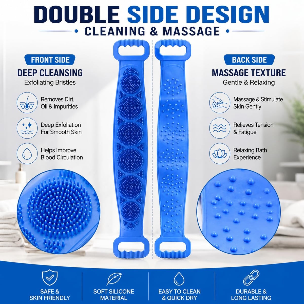 🧼Cepillo de Silicona para Espalda - Exfoliante Corporal para Baño con Cerdas Suaves + Envio Gratis