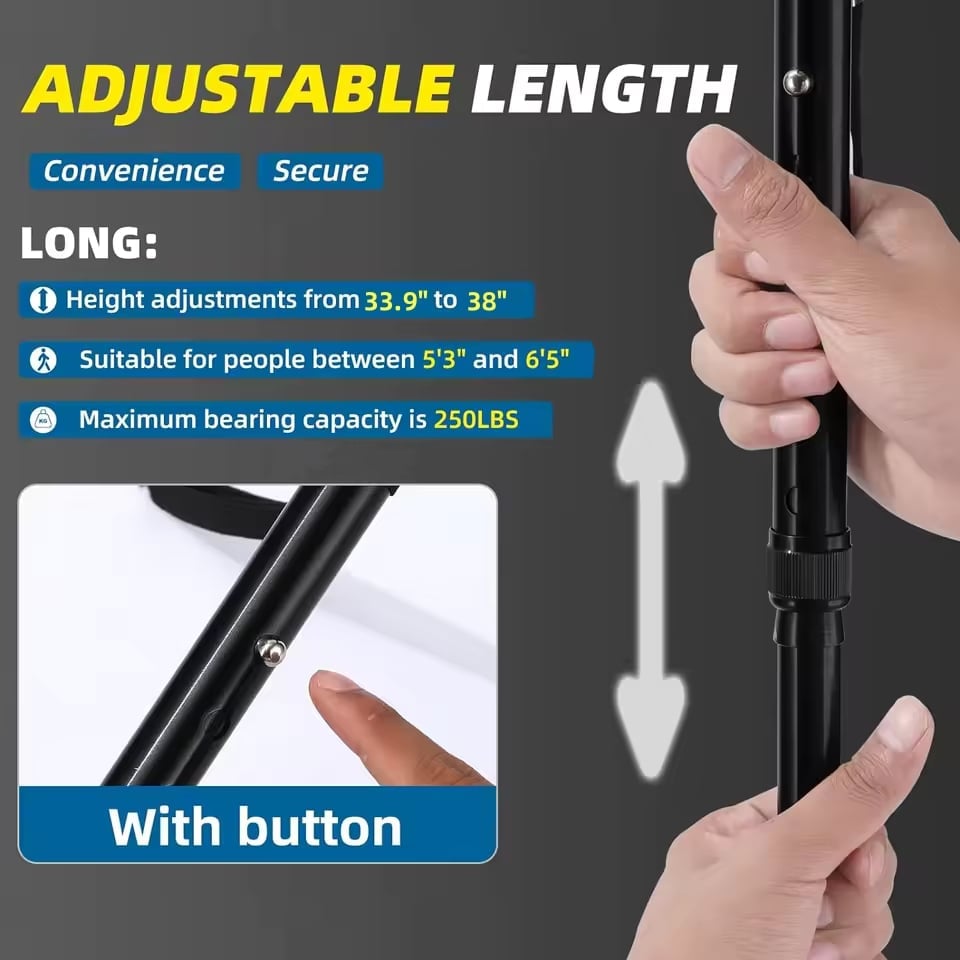 IMPORTADO Bastón Plegable Multifuncional para Mayores – Ligero, altura ajustable y agarre firme – Perfecto para el apoyo diario y viajes 🛠️ + ENVIO GRATIS 🎁