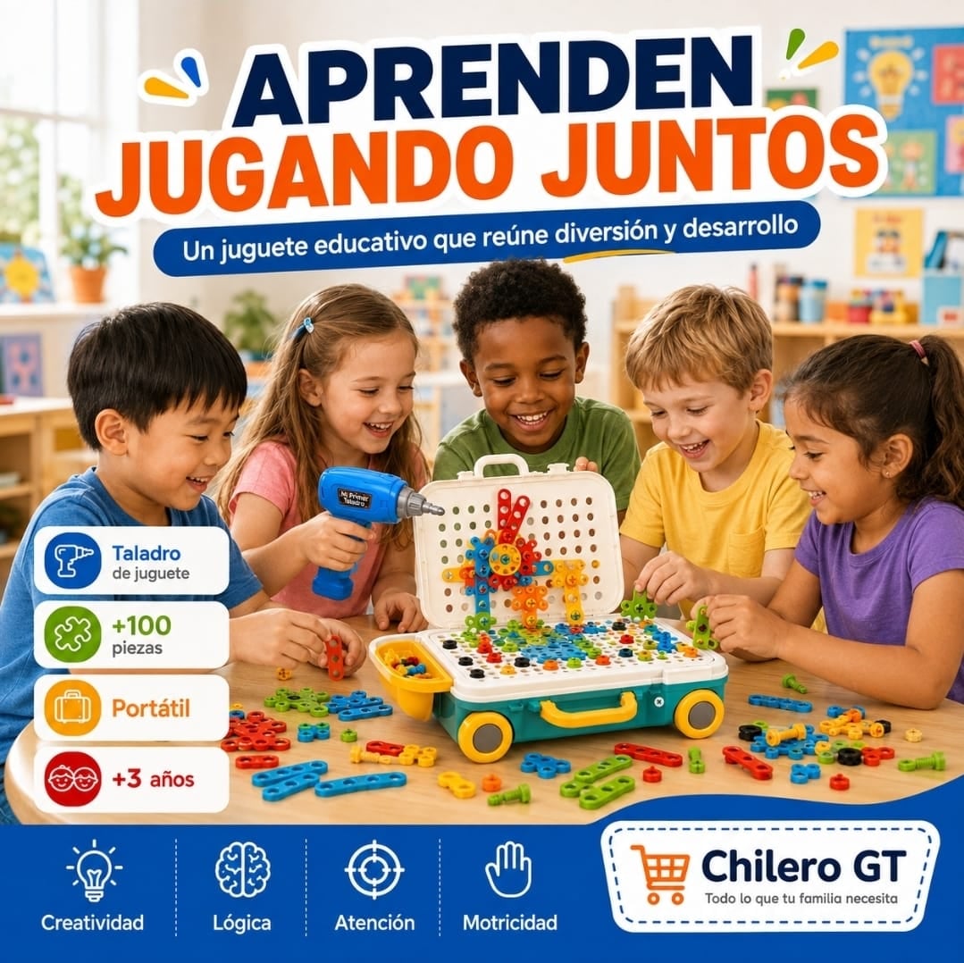 Maleta de Construcción 6 en 1 para Niños – Mi Primer Taladro Educativo