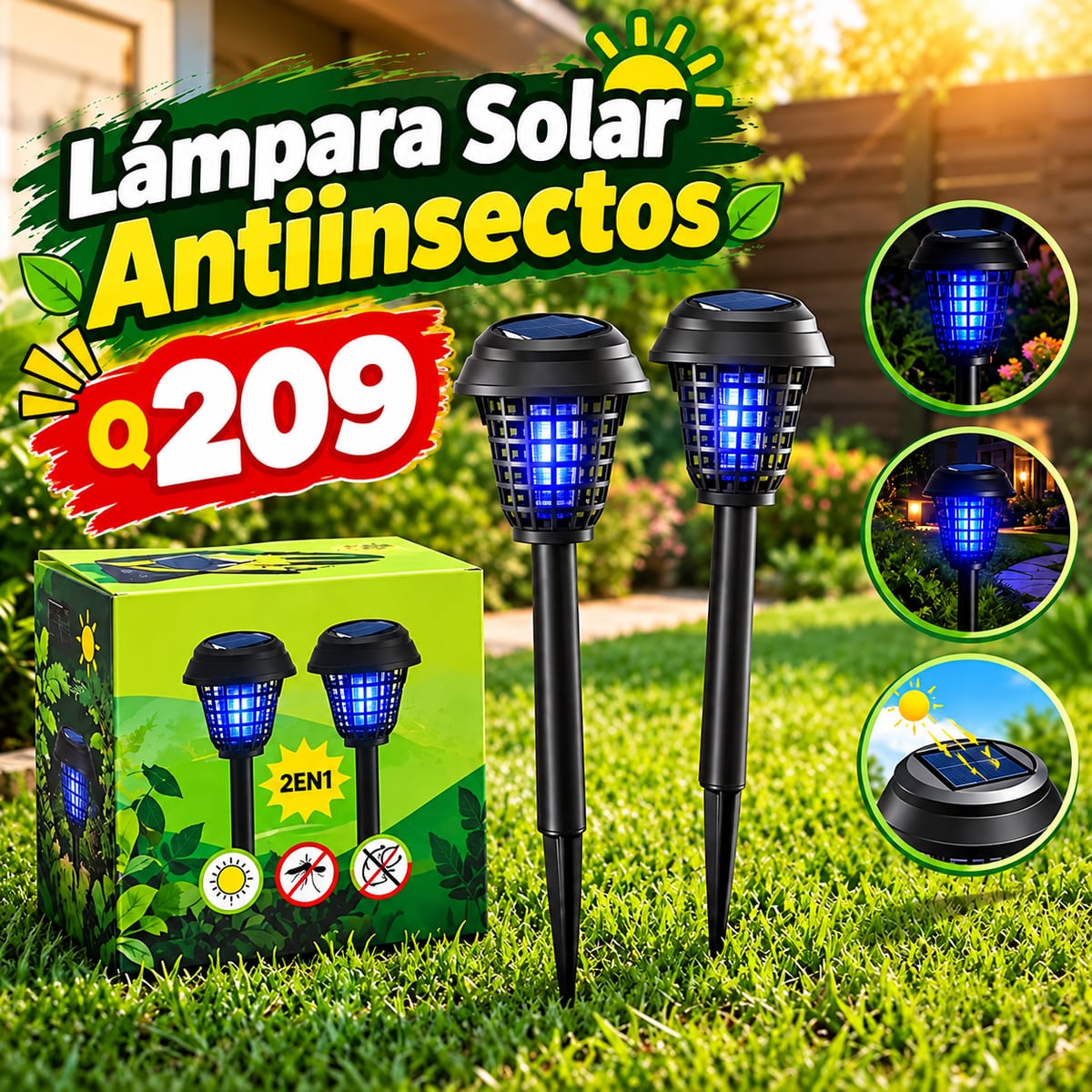 Lámpara Solar Antimosquitos – Ilumina y Protege tu Jardín
