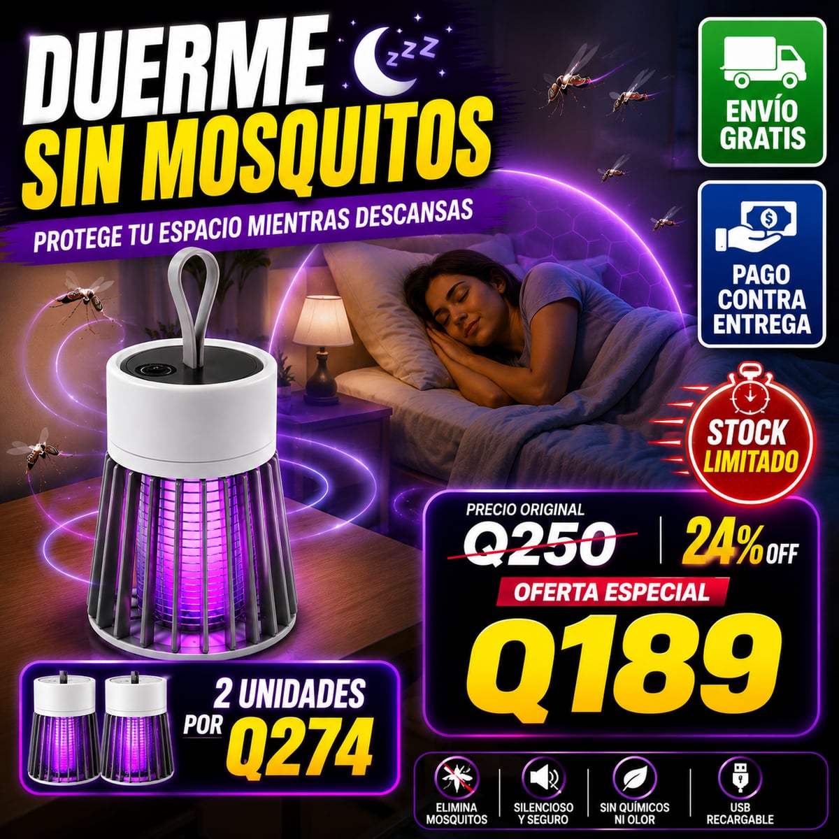 🦟 Menos insectos y más tranquilidad en tus espacios - Lampara Anti Mosquitos Luz UV - ENVÍO GRATIS