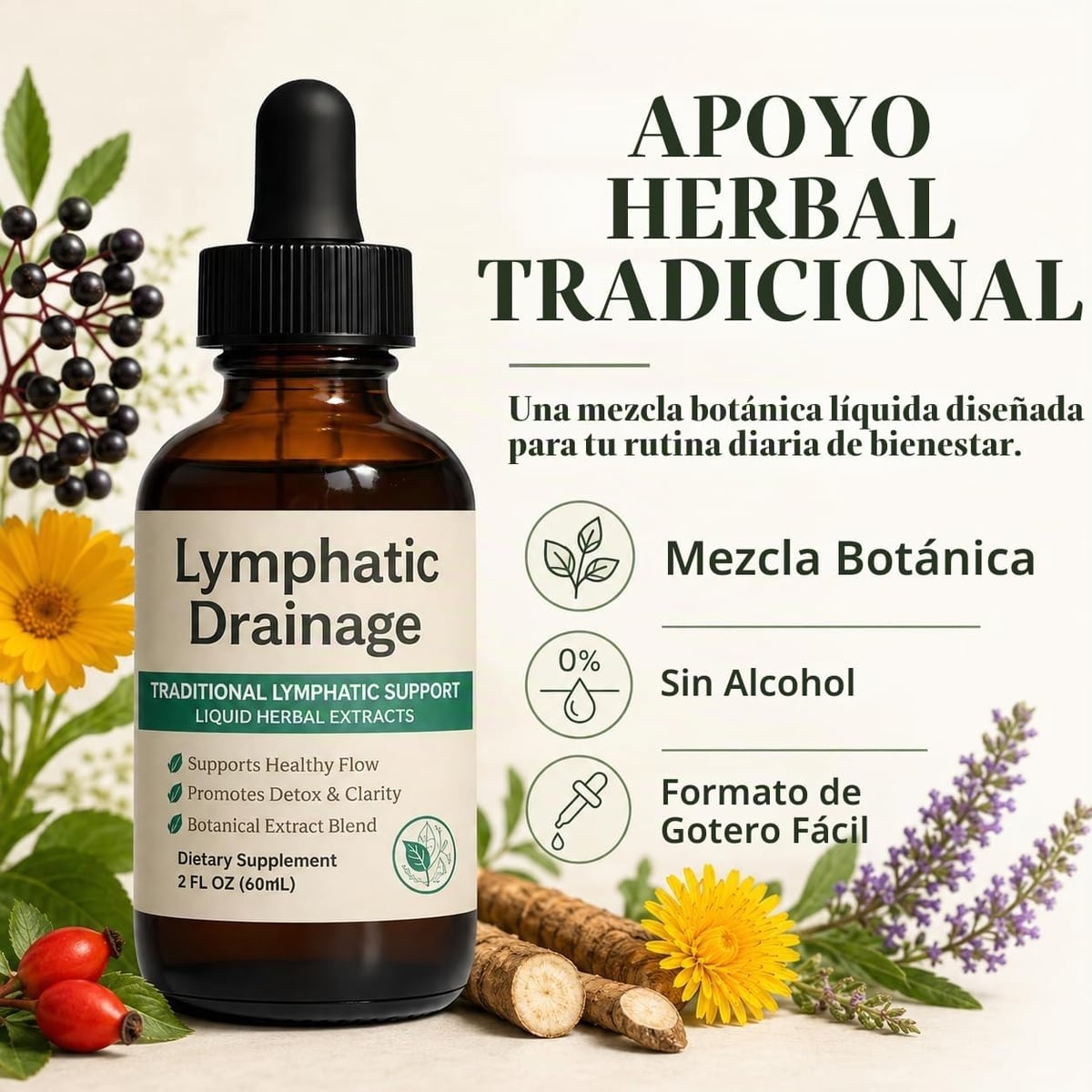 LYMPATHIC DRAINAGE - Gotas de drenaje linfático diseñadas para soporte circulatorio tradicional y desintoxicación + ENVIO GRATIS