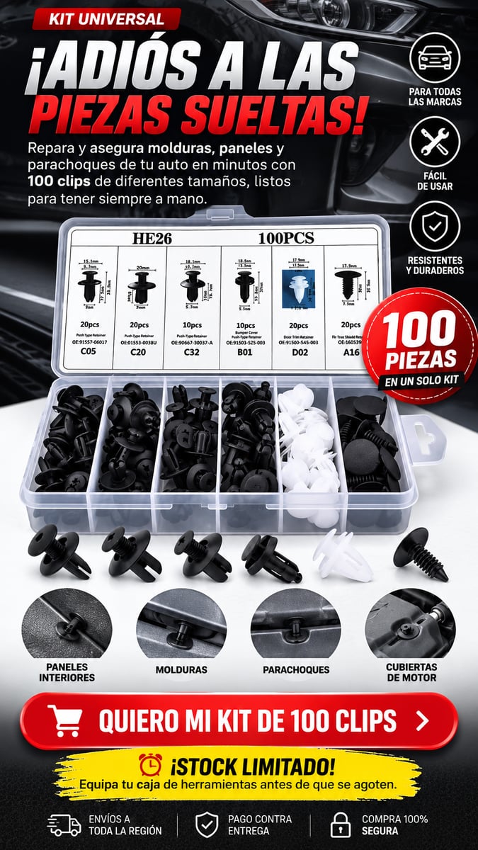 KIT 100 CLIPS "REMACHES" PARA CARRO.