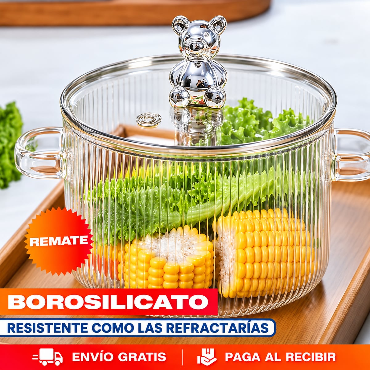 Olla de Vidrio Transparente – Cocina Sano y Ve la Comida Sin Destapar
