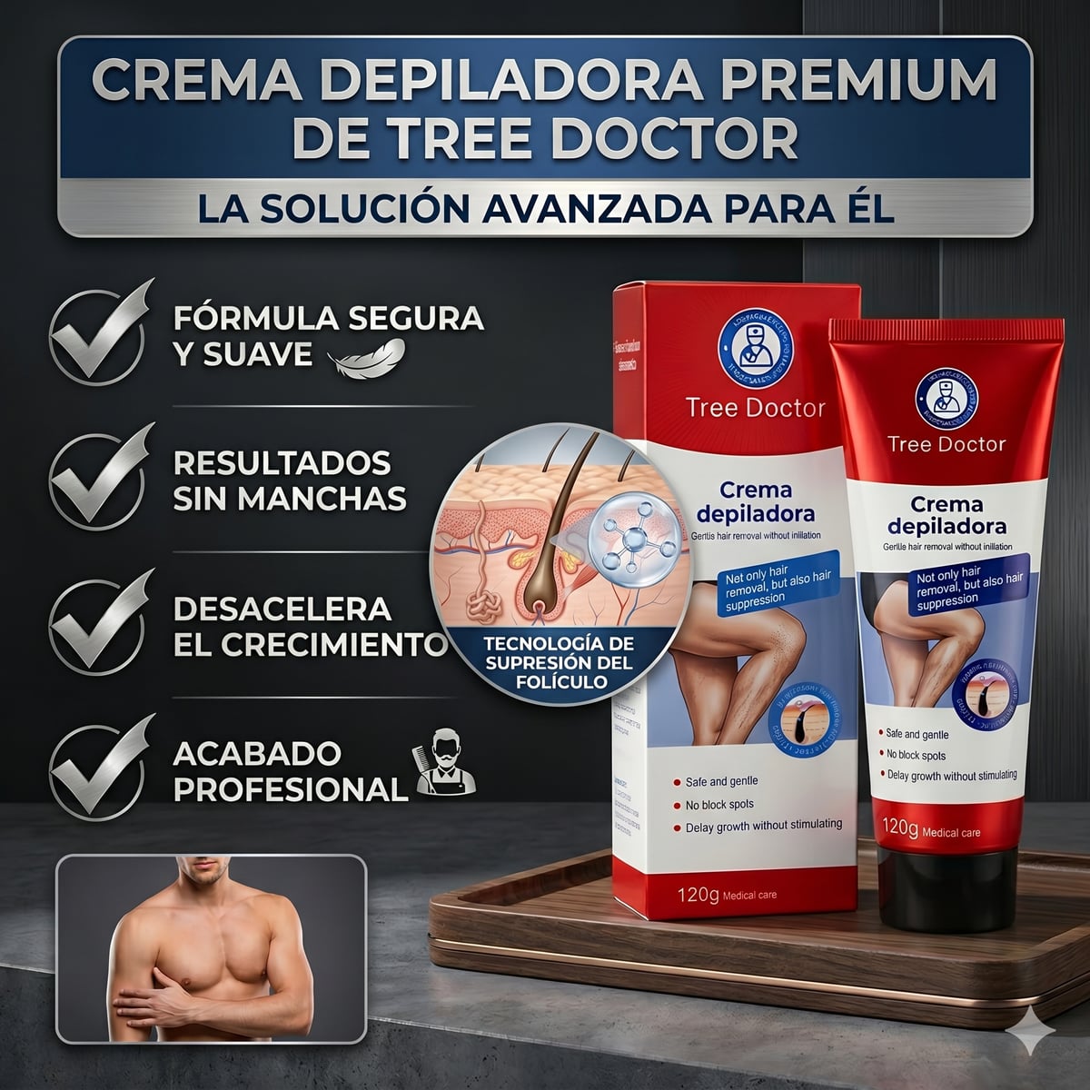 Crema Depilatoria TreeDoctor Hombre 😎