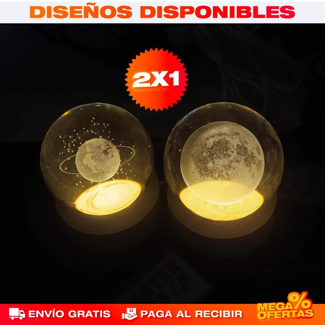 Lámpara Bola de Cristal LED 3D – Decora con una Luz Que Enamora · 2x1