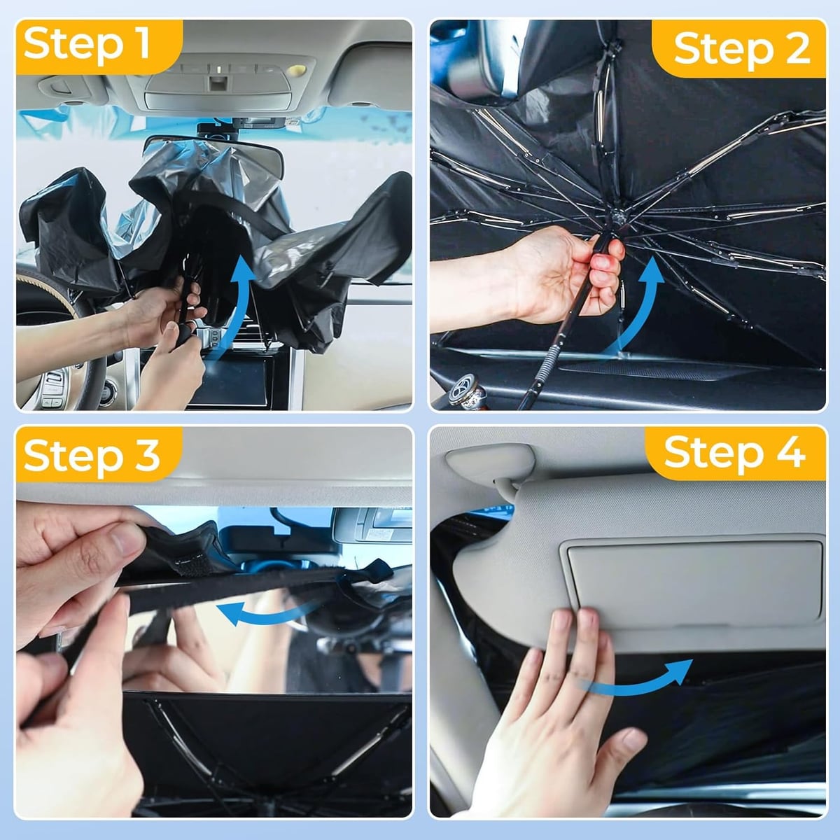 Parasol para parabrisas de coche tipo paraguas