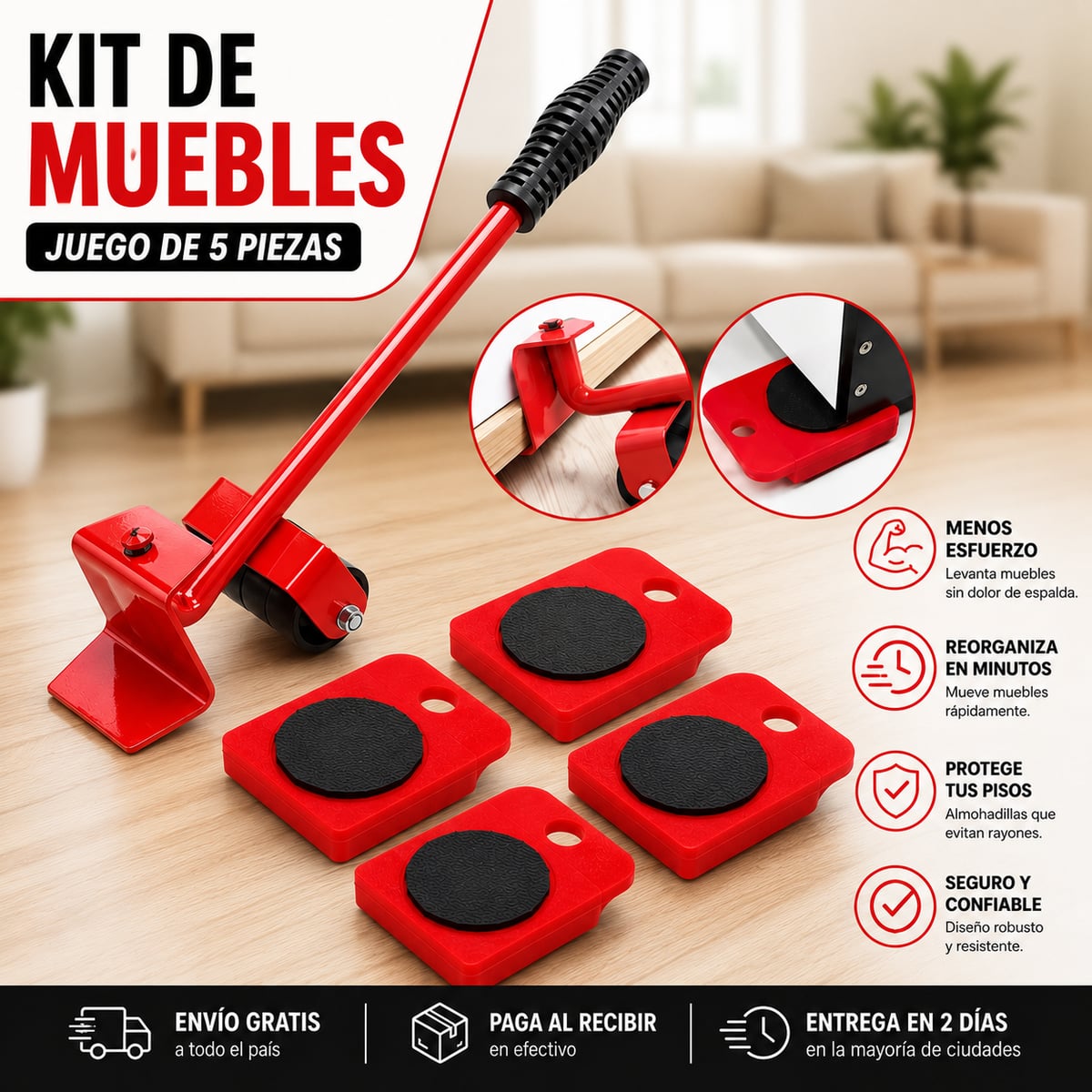 Kit Elevador de Muebles (Juego de 5 piezas) | LiftPro®
