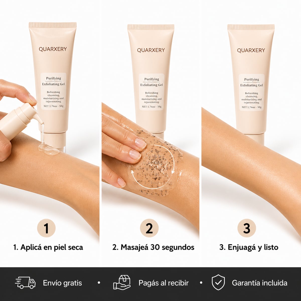 Cansado de esas manchas en el cuello? Gel Exfoliante Quarxery — Elimina la Suciedad Profunda