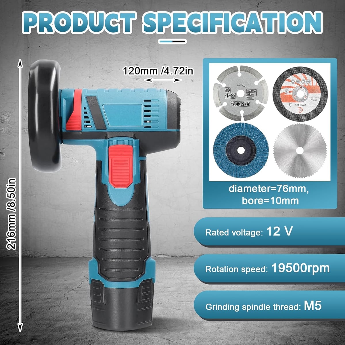 Mini Amoladora PowerCut Compacta 12V Portátil
