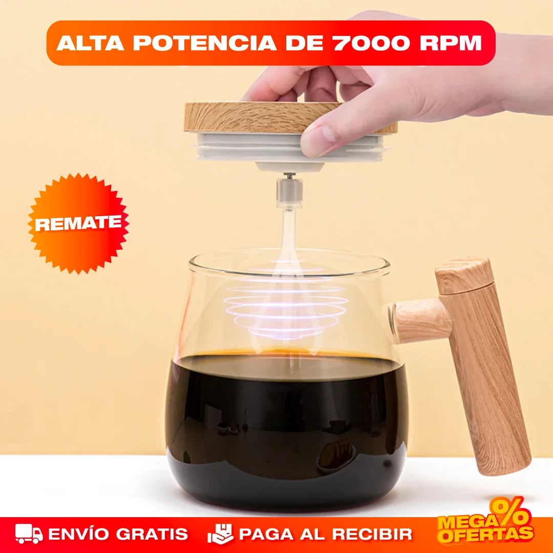 Mug Mezclador de Vidrio Recargable – Adiós a los Grumos: Mezcla Perfecta en Segundos