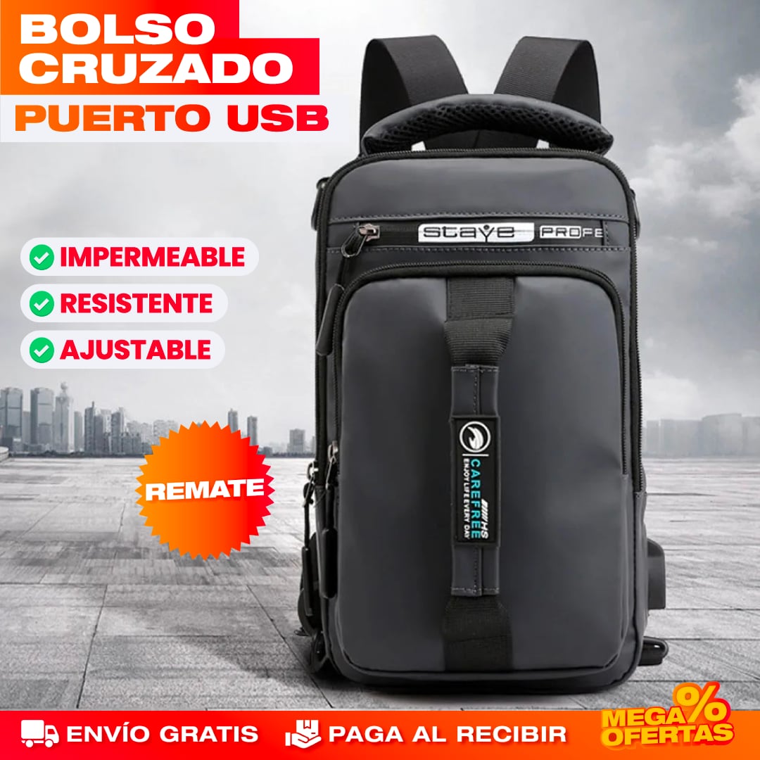 Bolso Cruzado con Puerto USB – Carga tu Celular y Anda Seguro en la Calle