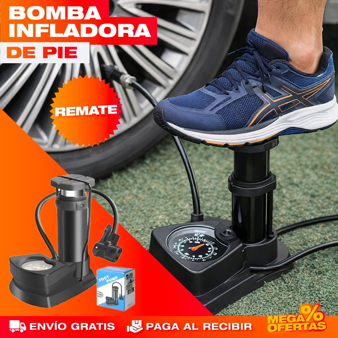 Bomba Infladora de Pie – Nunca te Quedes Varado por una Llanta Baja