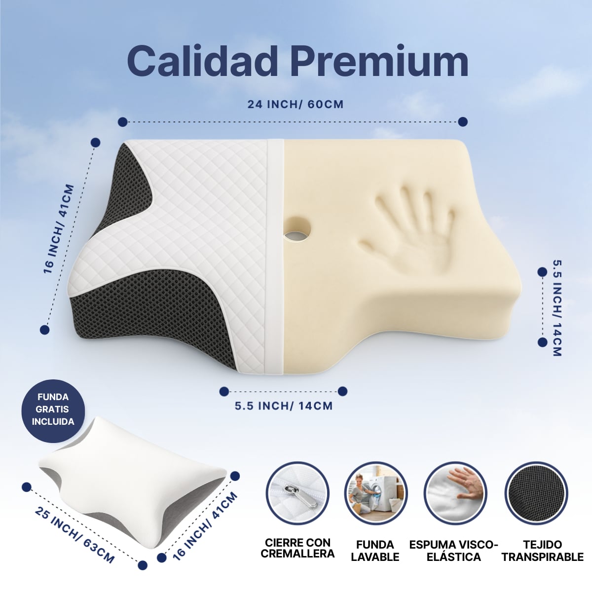 Almohada OrthoSleep Ergonomíca para Dormir + ENVIO GRATIS