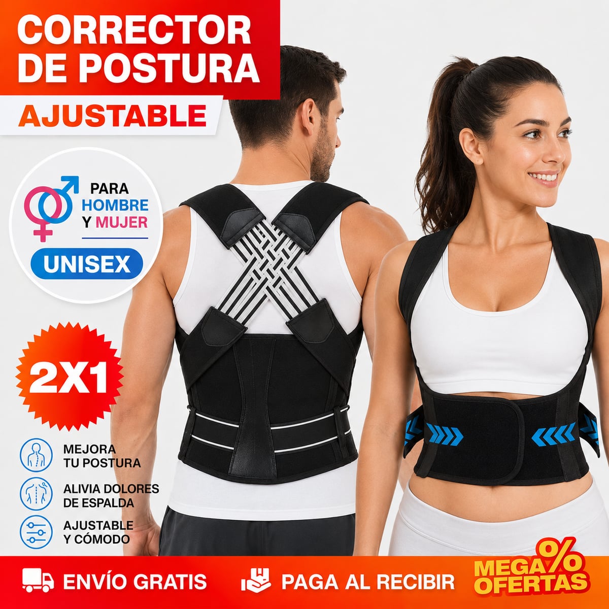 Corrector de Postura Ajustable – Espalda Recta y Adiós al Dolor · 2x1