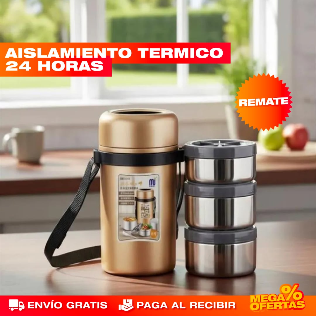 LONCHERA TÉRMICA 3 EN 1 DE ACERO INOXIDABLE