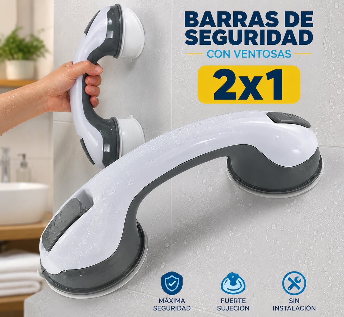 2 BARRAS DE SEGURIDAD ANTIDESLIZANTE PARA EL BAÑO + ENVÍO GRATIS 🚛