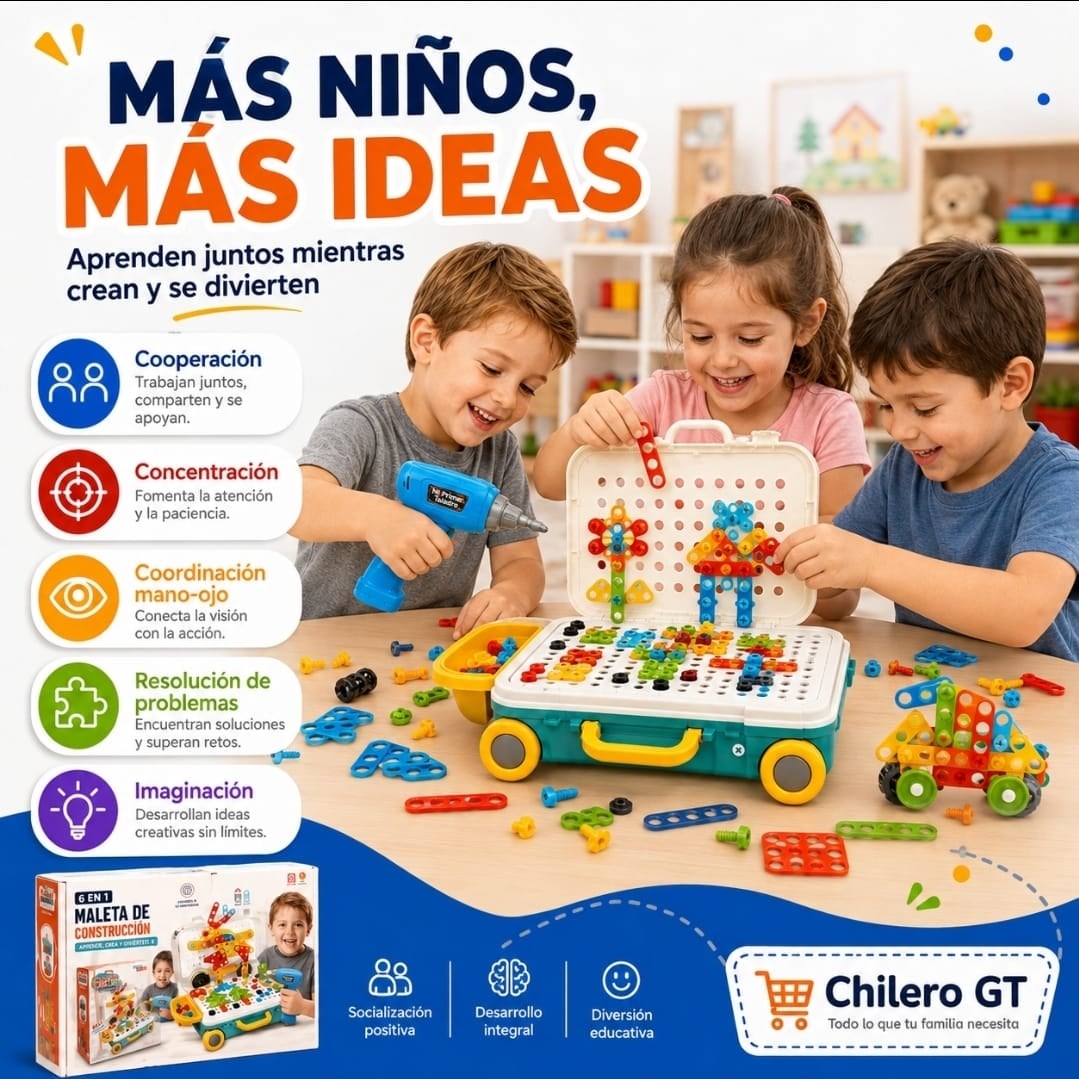 Maleta de Construcción 6 en 1 para Niños – Mi Primer Taladro Educativo