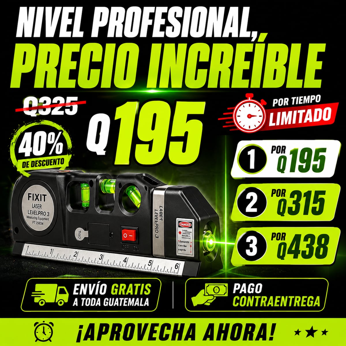 PRECISIÓN PROFESIONAL EN CADA PROYECTO - Nivel Láser + ENVÍO GRATIS