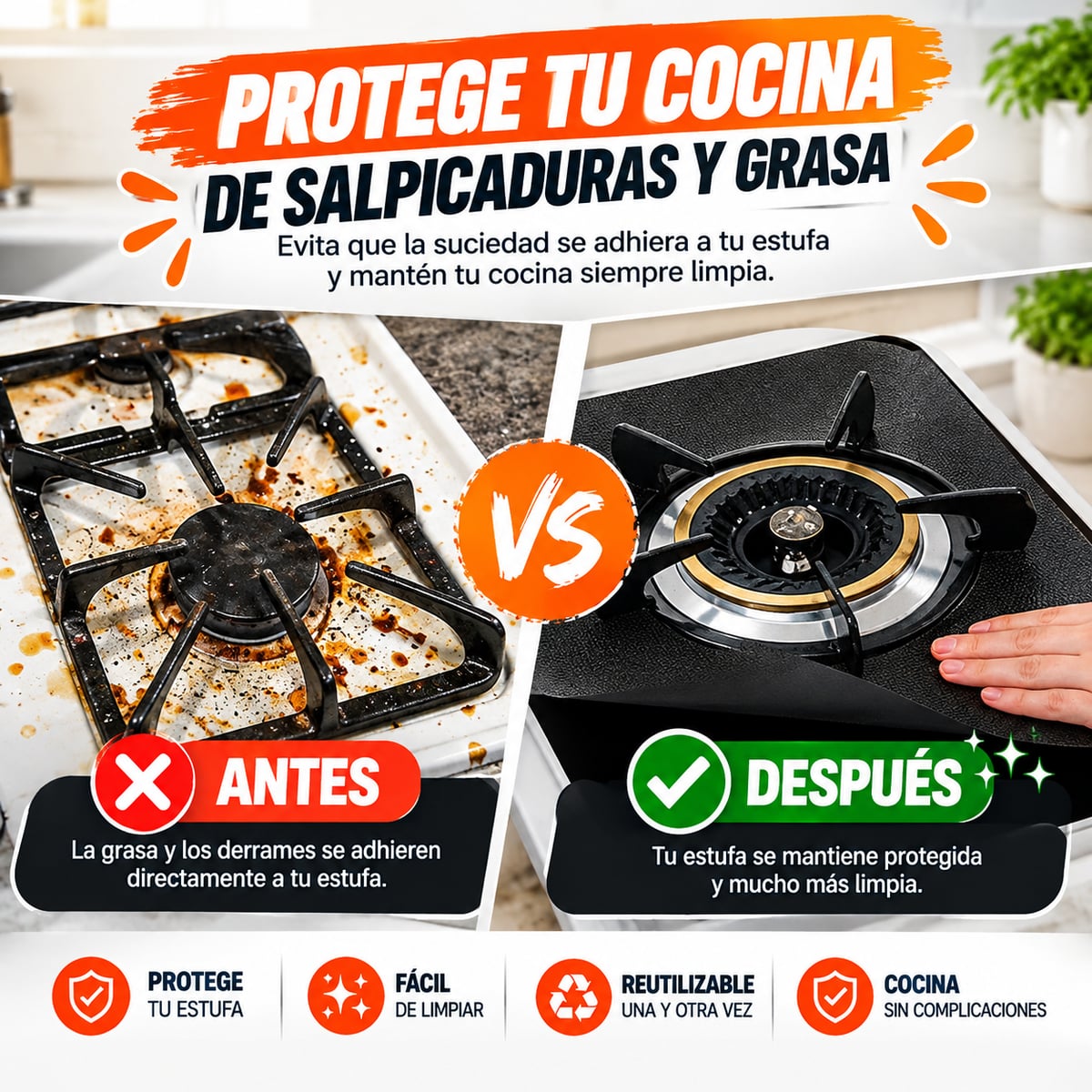 📢📢¡¡50 % DE DESCUENTO!! ⏰Protectores reutilizables para los quemadores de la cocina de ga