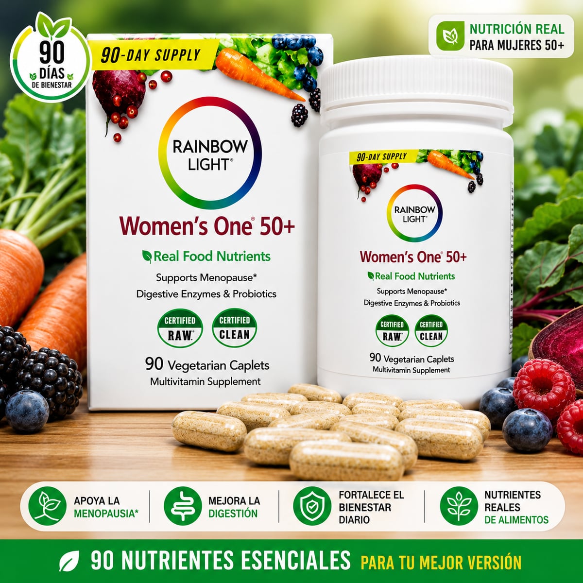 Ultimas Unidades!! - MULTIVITAMINICO RAINBOW LIGHT WOMEN ONE 50+ Envío Gratis 🚚