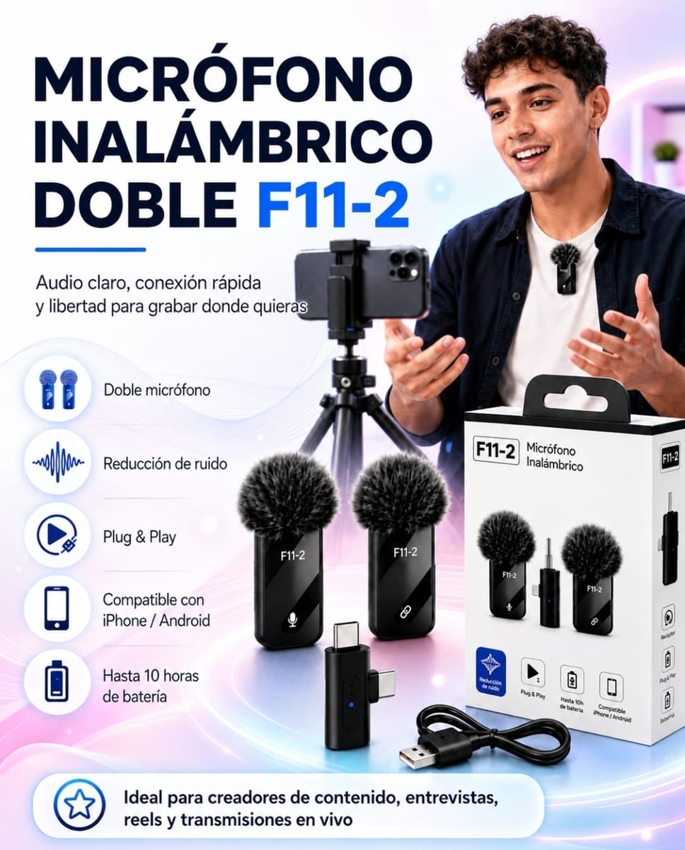 Micrófono Inalámbrico Doble F11 2