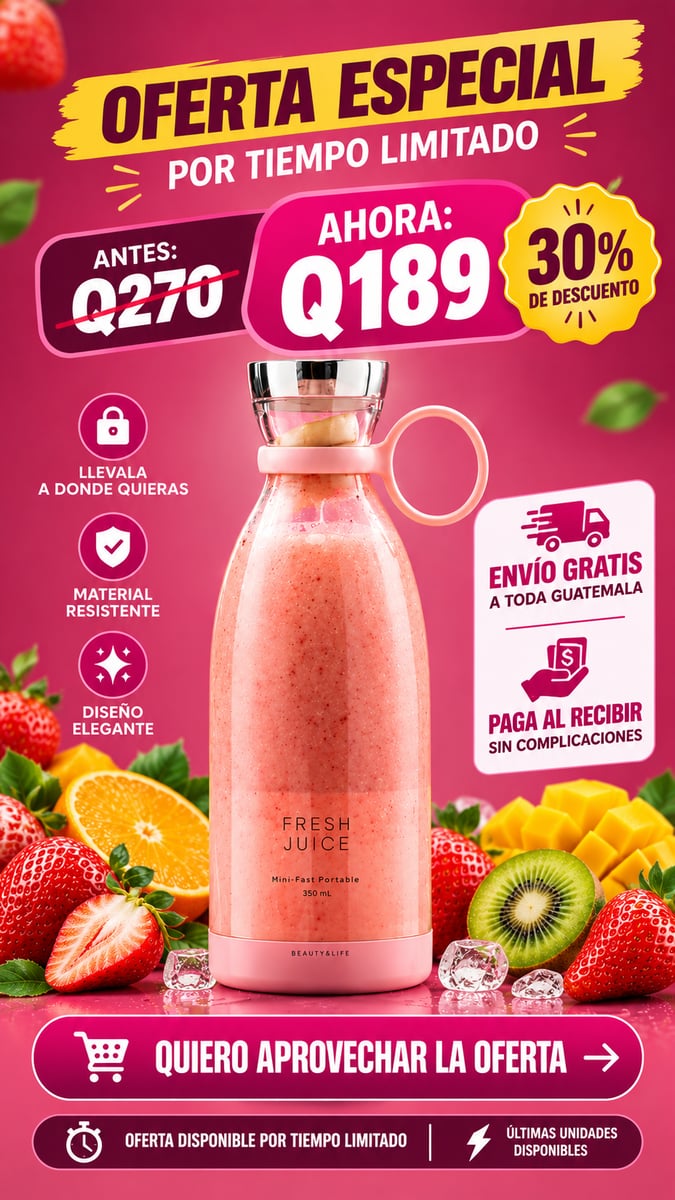Mini Licuadora Portátil USB: Smoothies y Batidos Frescos Donde Quieras