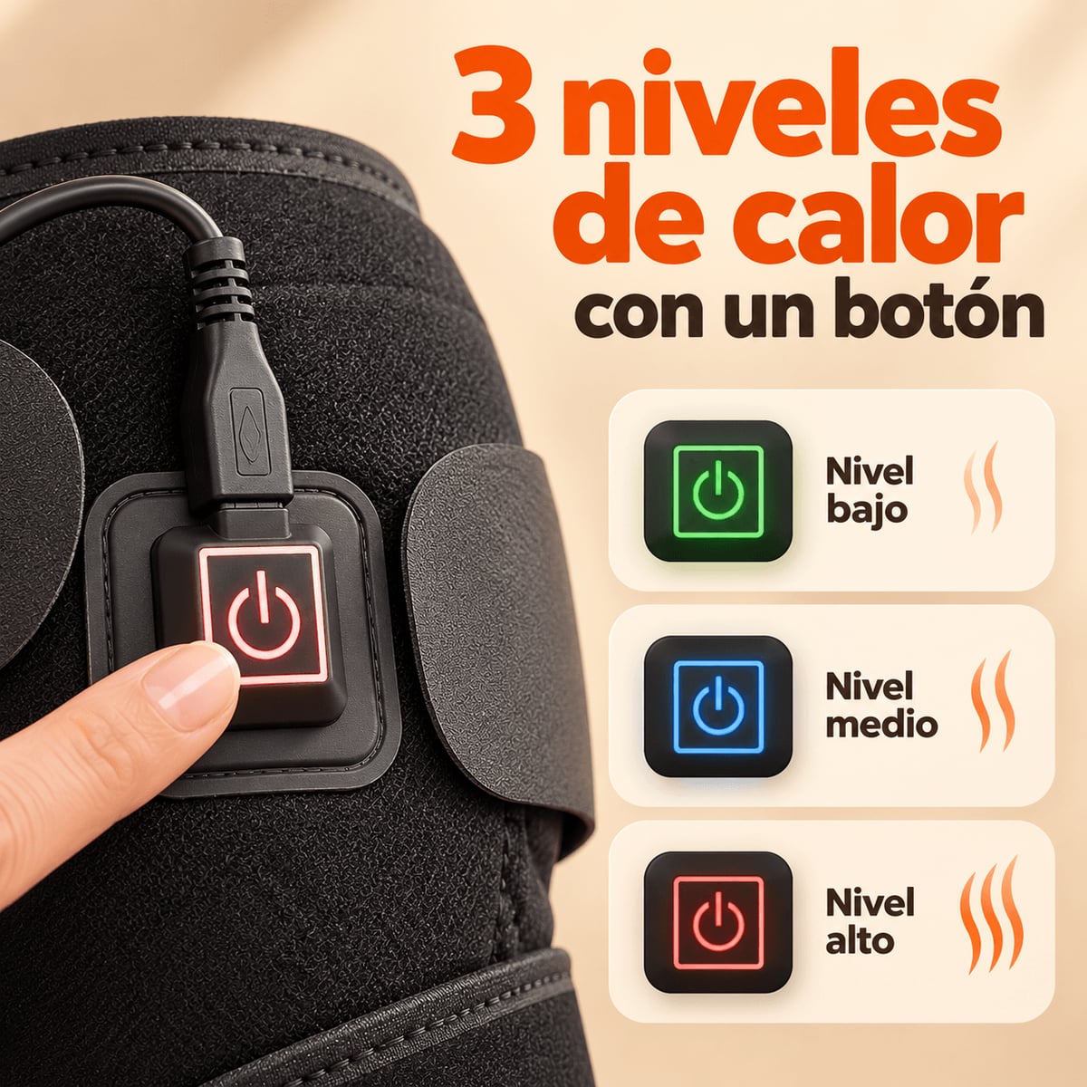 Rodillera Térmica USB con 3 Niveles de Calor