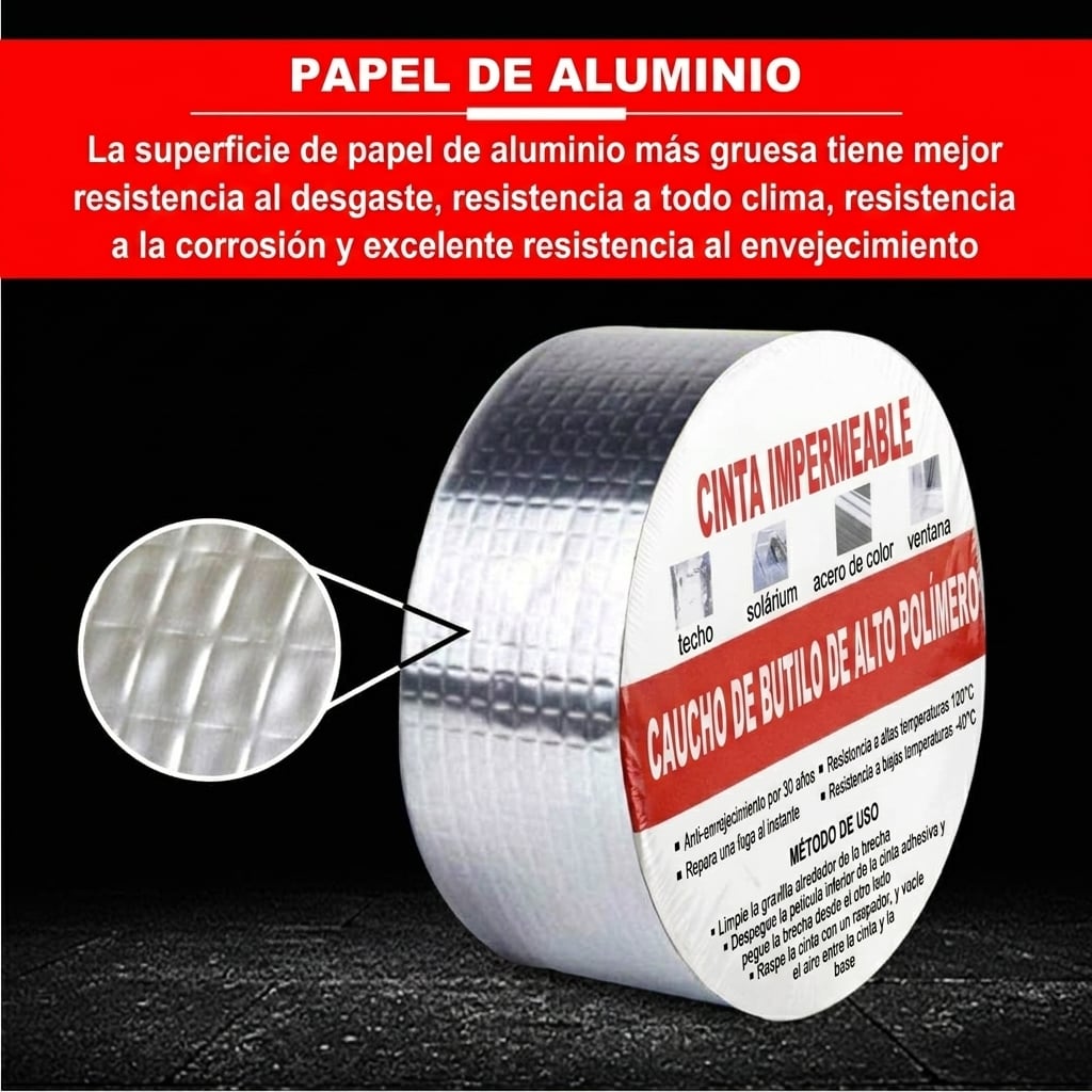 OFERTA 2X1🔥Cinta de Butilo de Aluminio Impermeable para Reparación de Fugas 