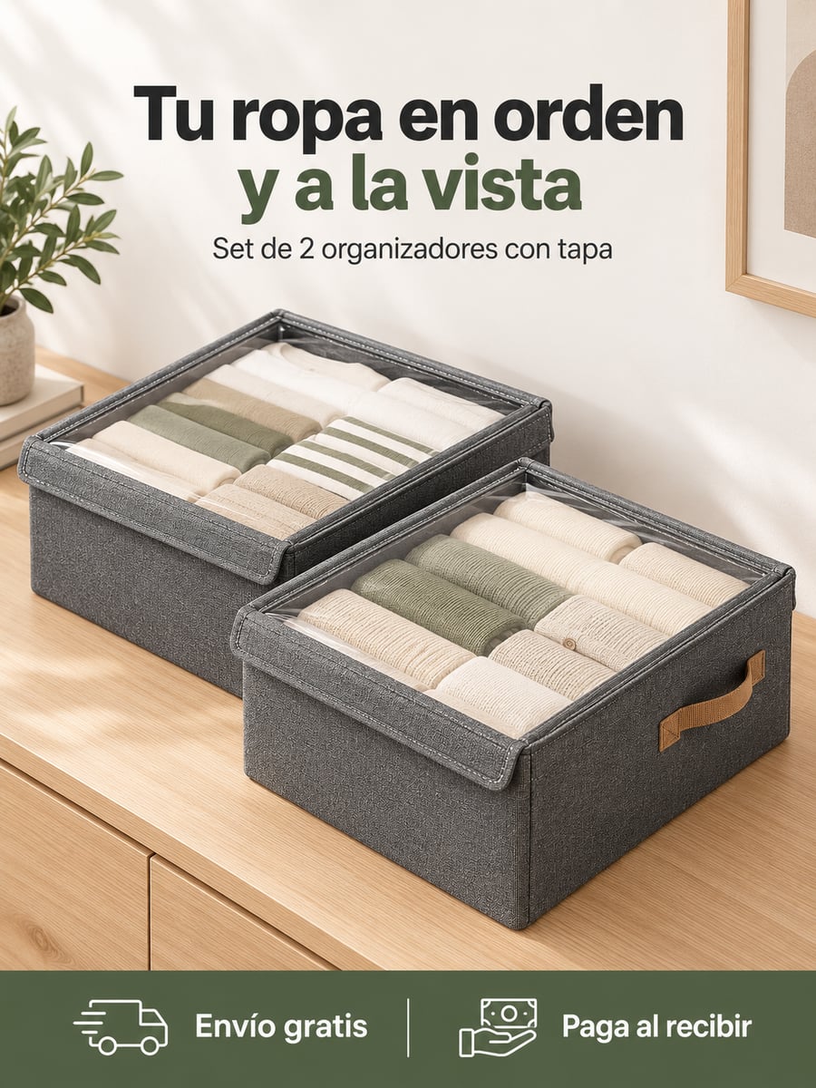 SET DE 2 ORGANIZADORES CON TAPA | Tu Ropa en Orden y a la Vista
