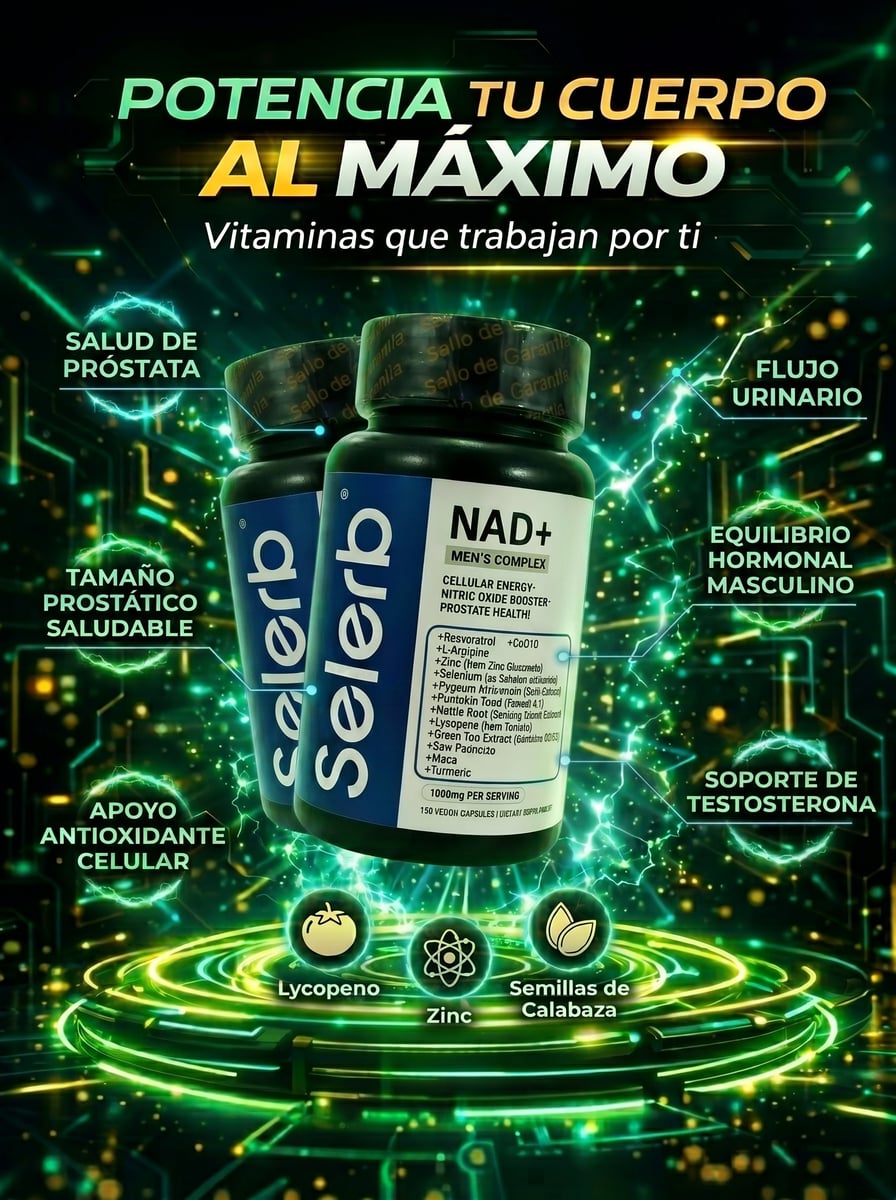 COMBO 2 UNIDADES SELERB NAD + LIPOSOMAL + SALUD PROSTATICA Y VITALIDAD MASCULINA | ENVÍO GRATIS 🇬🇹