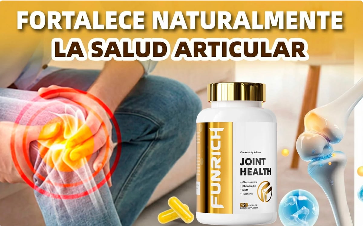 ALIVIO RÁPIDO DEL DOLOR ARTICULAR – Fórmula 4 en 1 (Glucosamina + MSM + Cúrcuma) | FUNRICH: Muévete Sin Dolor