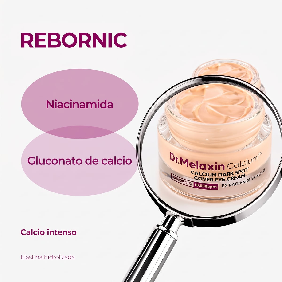 Crema de ojos con calcio para manchas oscuras, ojeras, bolsas y flacidez