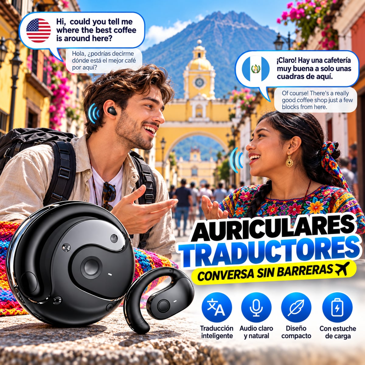 🌐🔥 El Mundo Habla + de 150 Diferentes Idiomas… Tú Solo Necesitas Estos Auriculares Traductores. ENVIO GRATIS